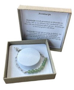 Silberfarbenes Verknüpfungsarmband mit Aventurine Naturstein