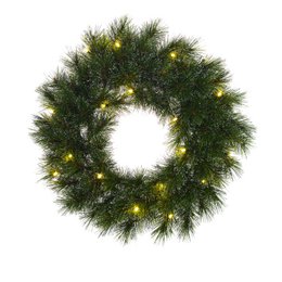  Green plastic Christmas wreath with LED lights.
