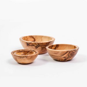 Olijfhouten schalenset – set van 4 – handgemaakt