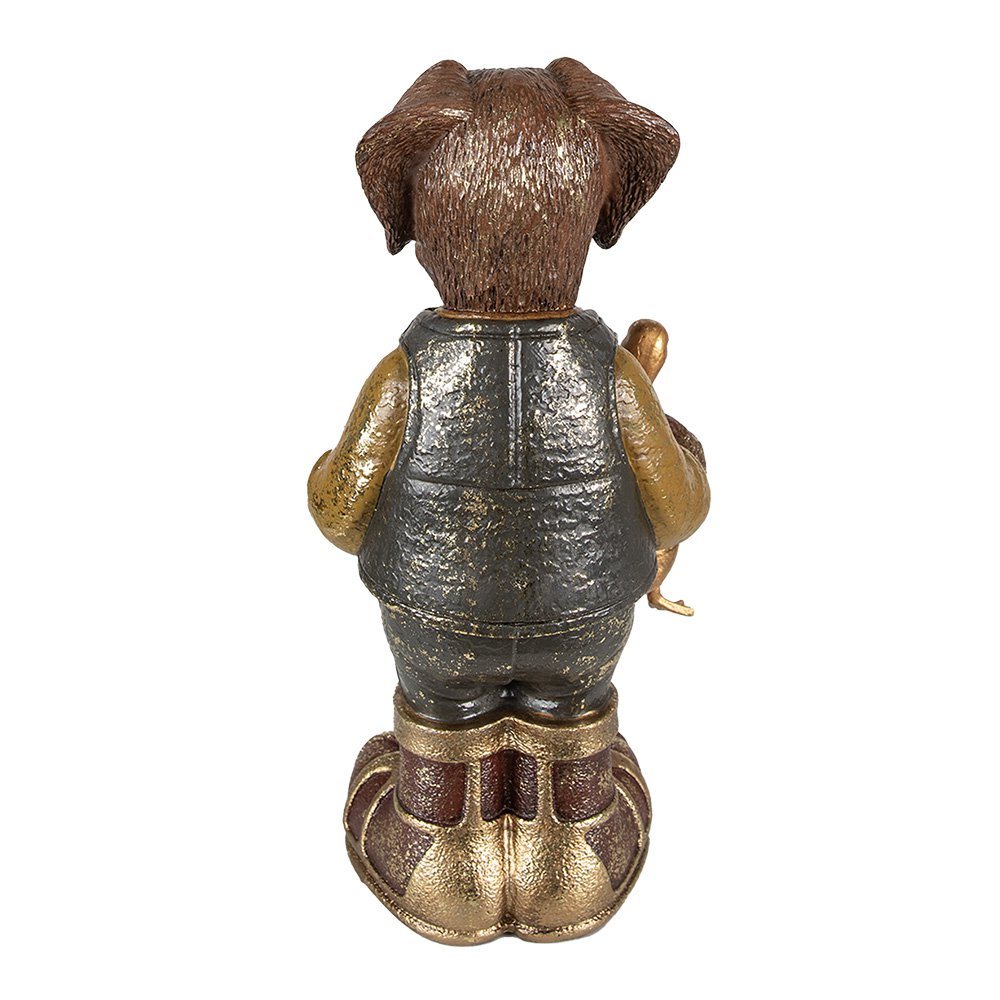 Beeld Hond 16x14x34 cm Bruin Groen Polyresin