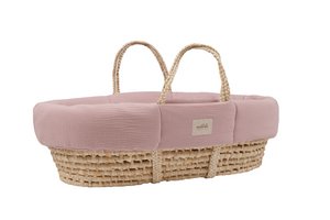 Gepolsterter Moses-Bezug aus Musselin, staubiges Rosa