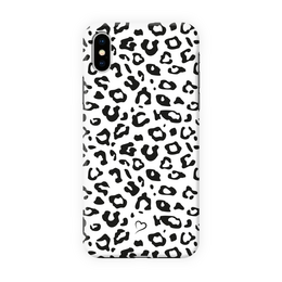 Animal print eco-friendly iPhone cover with a black and white leopard pattern design.