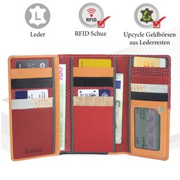 Cartera de mujer Sunsa. monedero de cuero. Cartera con protección RFID. Cartera sostenible hecha con retales de cuero. Cartera de mujer grande con muchos compartimentos para tarjetas de crédito: cartera/cartera para mujer, la mejor idea de regalo.