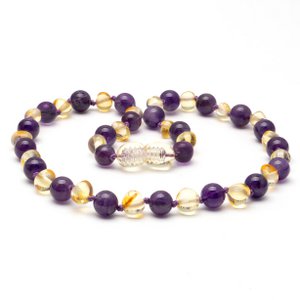 Baltic Amber & Amethyst Necklace 137