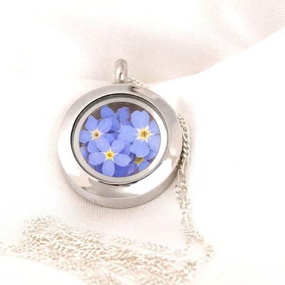 MadamLili Collana In Argento 925 Con Vero Fiore Di Leone In Vetro | Gioiello Naturale Fatto A Mano A Berlino, Catena 50 Cm, Ciondolo Sfera 1,3 Cm, Regalo Unico