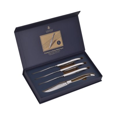Laguiole Style de Vie Coltello tascabile con affilatura in acciaio e custodia in